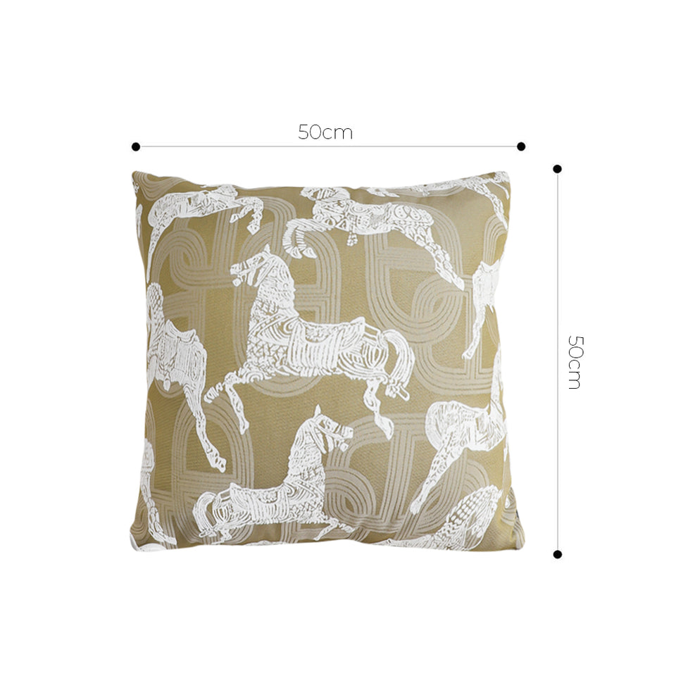 SOGA 50cm Vintage Olive Green White Horse Pattern Throw Pillow