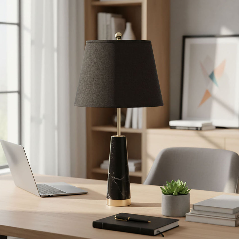 SOGA 4X 68cm Black Marble Bedside Desk Table Lamp Living Room Shade with Cone Shape Base