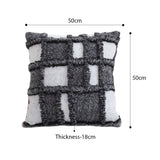 SOGA 2X 50cm Bohemian Gray Fringe Checkerboard Textured Throw Pillow