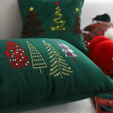 SOGA 2-Pack 30cm Dark Green Christmas Forest Embroidered Lumbar Pillows