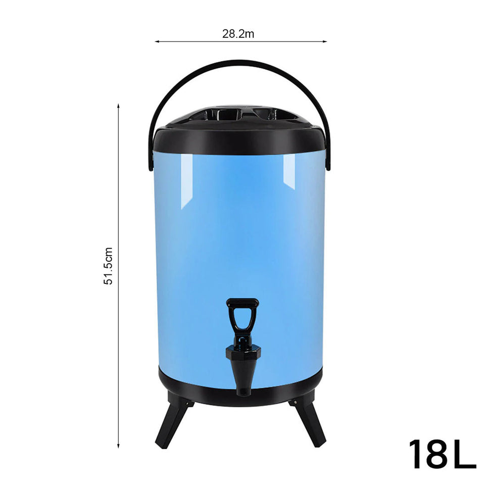 SOGA 18L Stainless Steel Insulated Milk Tea Barrel Hot and Cold Beverage Dispenser Container with Faucet Blue