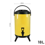 SOGA 18L Stainless Steel Insulated Milk Tea Barrel Hot and Cold Beverage Dispenser Container with Faucet Yellow