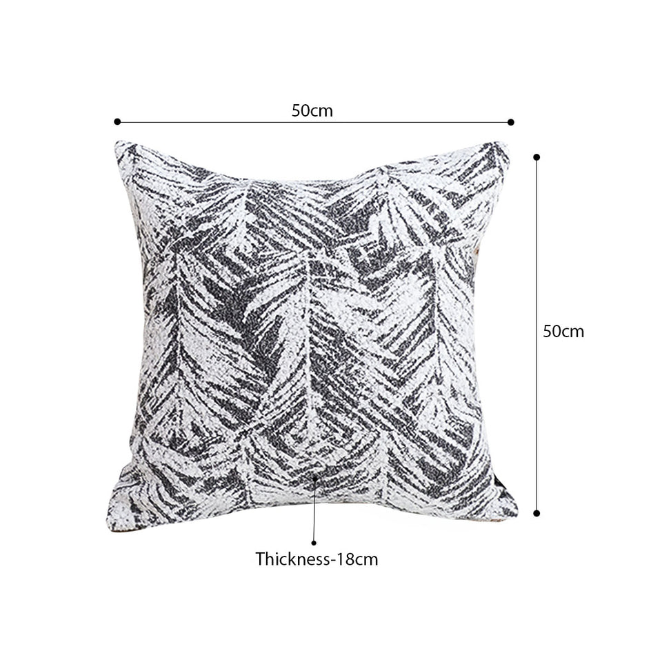 SOGA 2X 50cm Modern Charcoal Palm Leaf Print Contemporary Throw Pillow