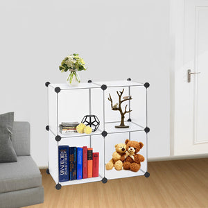 SOGA 2X  4-Cube Transparent Shelf Box Portable Cubby DIY Storage Shelves Modular Closet Organiser