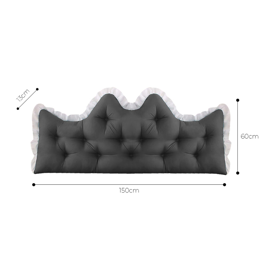 SOGA 150cm Crown Pillow Tufted Charcoal Headboard Cushion for Bed
