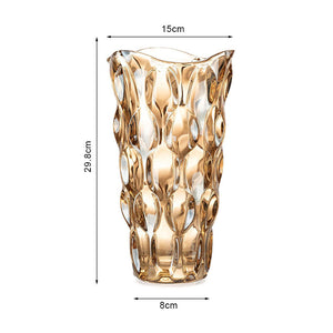 SOGA 29.8cm Golden Amber Glass Crystal Vase Elegant Modern Home Decor