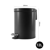 SOGA 2X Foot Pedal Stainless Steel Rubbish Recycling Garbage Waste Trash Bin Round 12L Black