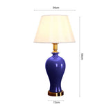 SOGA 2X Blue Ceramic Oval Table Lamp with Gold Metal Base