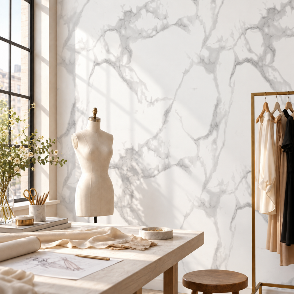 SOGA Peel & Stick Floor and Wall Tiles 30 x 60cm 10 Pack White Grey Faux Marble