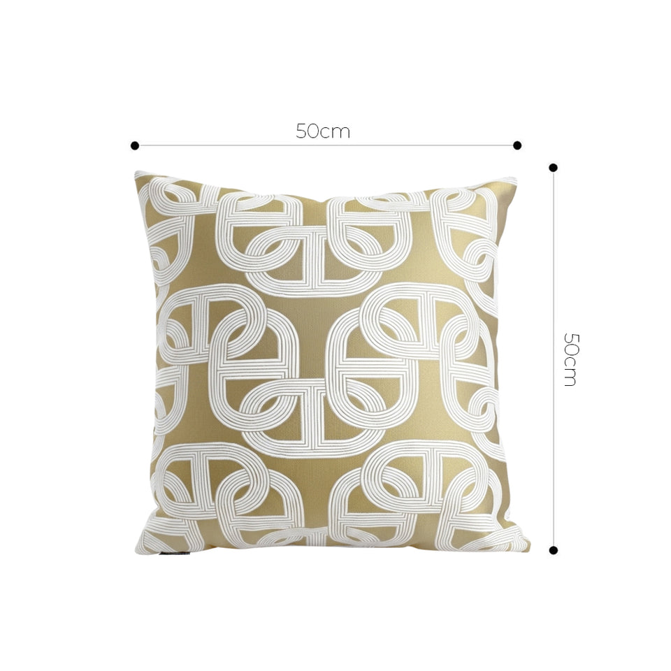 SOGA 2X 50cm Artistic Olive Green White Geometric Pattern Throw Pillow