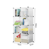 SOGA 8-Cube Transparent Shelf Box Portable Cubby DIY Storage Shelves Modular Closet Organiser