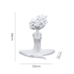 SOGA 59cm White Resin Sculpture Abstract Yoga Girl Design for Home Decor