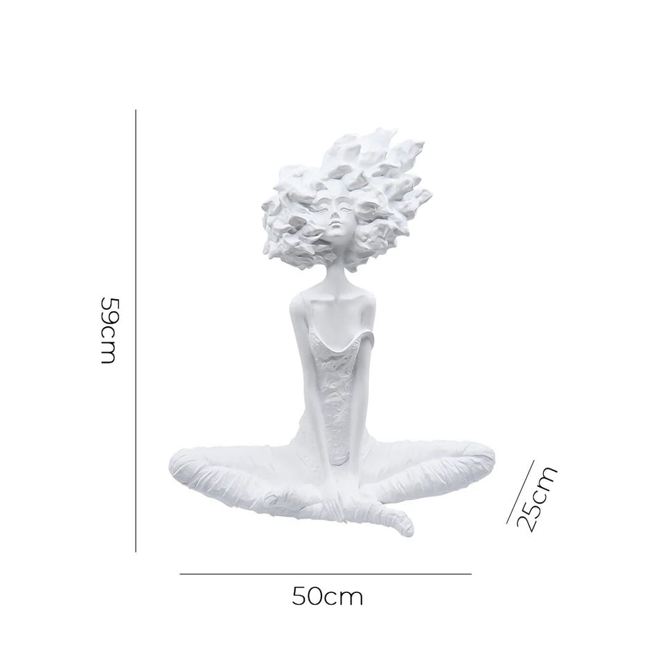 SOGA 59cm White Resin Sculpture Abstract Yoga Girl Design for Home Decor