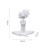 SOGA 59cm White Resin Sculpture Abstract Yoga Girl Design for Home Decor