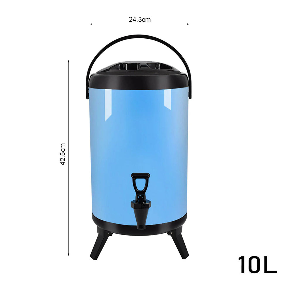 SOGA 10L Stainless Steel Insulated Milk Tea Barrel Hot and Cold Beverage Dispenser Container with Faucet Blue