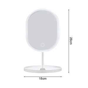 SOGA 2X 26cm White Oval Smart LED Makeup Bedroom Table Vanity Mirror Tricolor Adjustable Light
