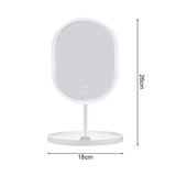 SOGA 2X 26cm White Oval Smart LED Makeup Bedroom Table Vanity Mirror Tricolor Adjustable Light