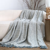 SOGA 2X Light Blue-Gray Tassel Throw Blanket 160x200cm Soft Polyester