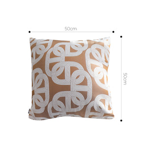 SOGA 2X 50cm Artistic Camel Brown White Geometric Pattern Throw Pillow