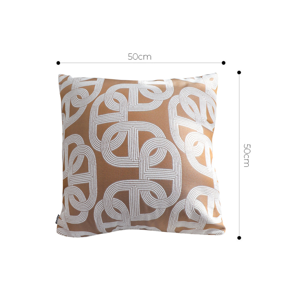 SOGA 2X 50cm Artistic Camel Brown White Geometric Pattern Throw Pillow