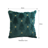 SOGA 45cm Festive Teal Christmas Tree Gold Star Holiday Throw Pillow