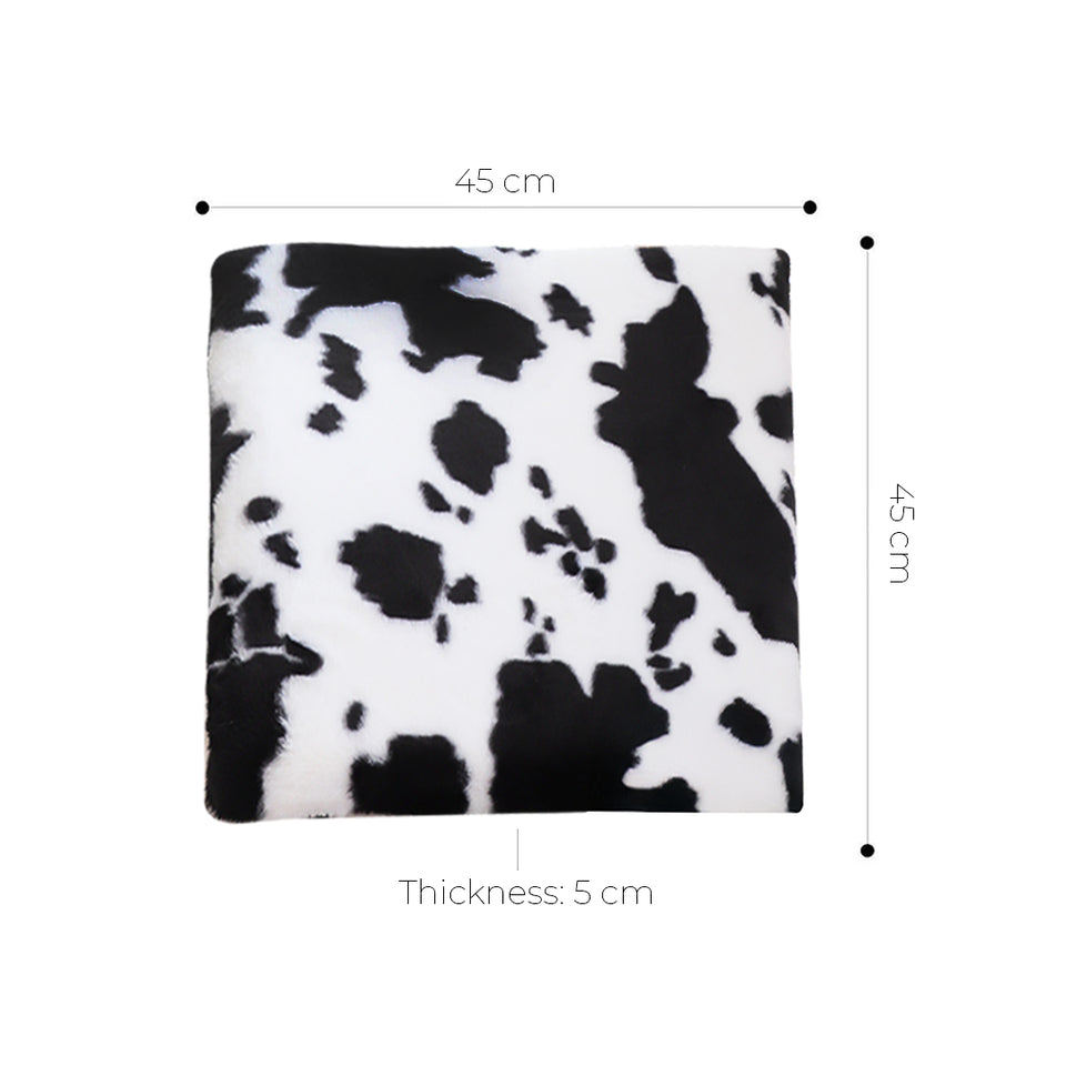 SOGA 2X Black Cow Print Square Cushion Soft Leaning Plush Backrest Throw Seat Pillow