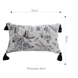 SOGA 2X 35cm Throw Pillow  Black and White Floral Print Elegant with Tassel Accents Home Decor