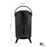 SOGA 8X 8L Stainless Steel Insulated Milk Tea Barrel Hot and Cold Beverage Dispenser Container with Faucet Black