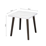 SOGA 2X 40cm White Stone-Patterned Table Compact Modern Design with Black Metal Legs