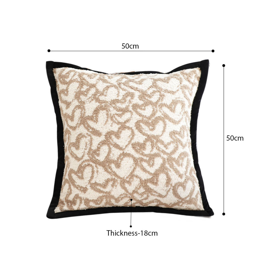 SOGA 2X 50cm Elegant Beige Scrollwork Pattern Black Trim Decorative Throw Pillow