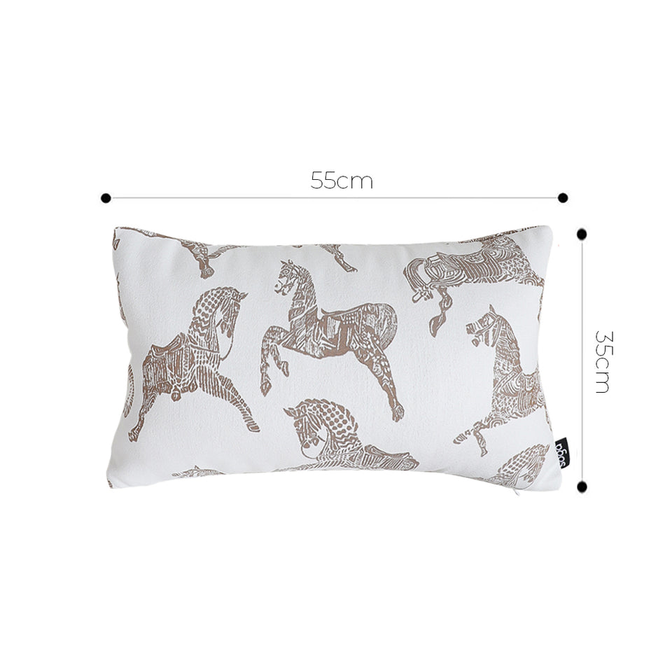 SOGA 35cm White Decorative Horse Pattern Cushion Throw Pillow