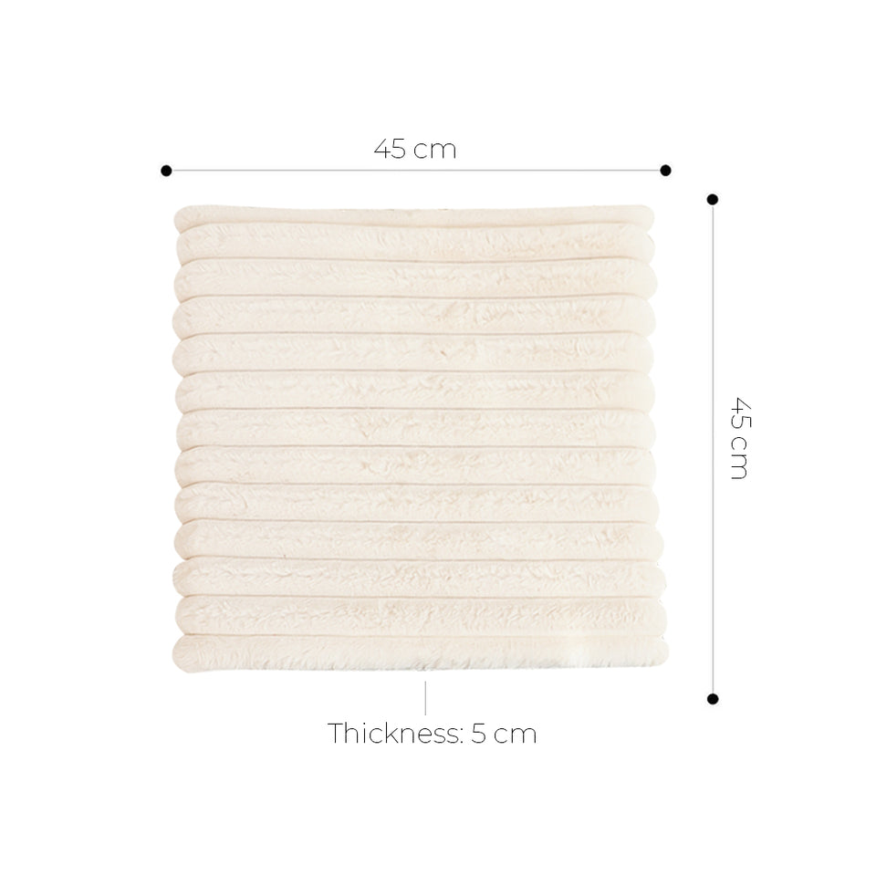 SOGA 2X Cream Corduroy Square Cushion Soft Leaning Plush Backrest Throw Seat Pillow