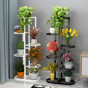 SOGA 8-Tier 9-Pot White Metal Plant Rack Flowerpot Display Stand