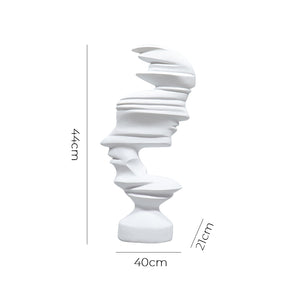 SOGA 44cm White Dual-Face Resin Sculpture Modern Abstract Art Accent for Home Decor