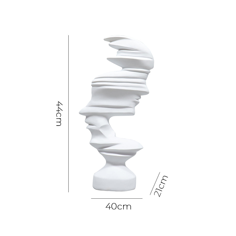 SOGA 44cm White Dual-Face Resin Sculpture Modern Abstract Art Accent for Home Decor