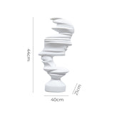 SOGA 44cm White Dual-Face Resin Sculpture Modern Abstract Art Accent for Home Decor