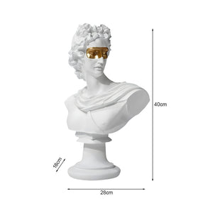 SOGA 40cm White Classical Bust Resin Sculpture with Gold Eye Mask for Modern Home Decor