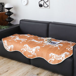 SOGA One-Seater Orange Horse Print 90x90cm Throw Blanket Sofa Cover