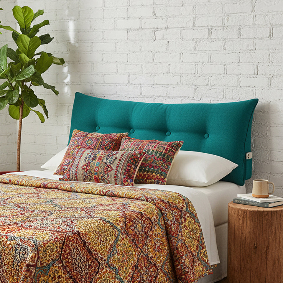 SOGA 120cm Blue Green Triangular Wedge Bed Pillow Headboard Backrest Bedside Tatami Cushion Home Decor