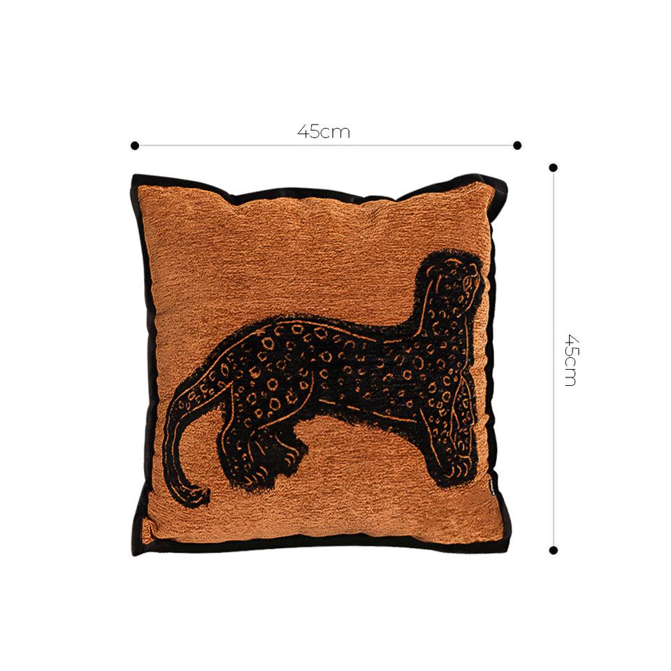 SOGA 2X 45cm Stylish Golden Yellow Black Leopard Pattern Throw Pillow