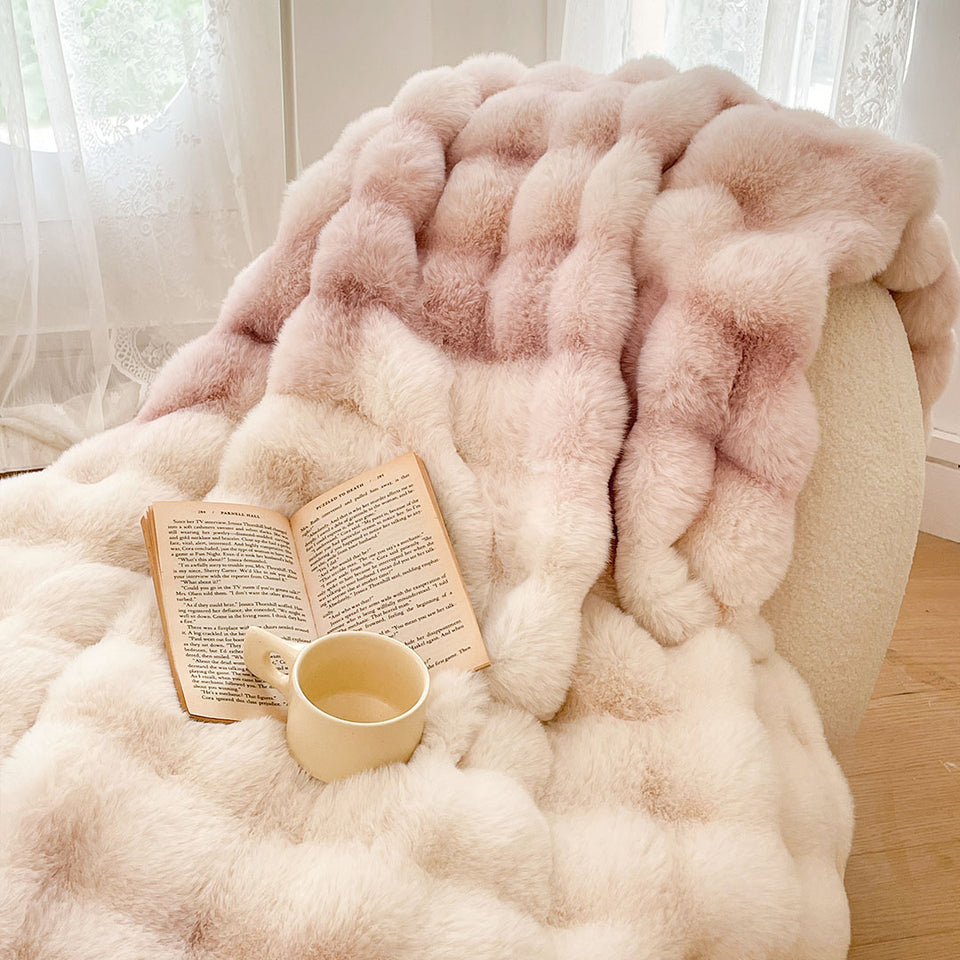 SOGA 200cm Light Pink Fuzzy Fur Throw Blanket