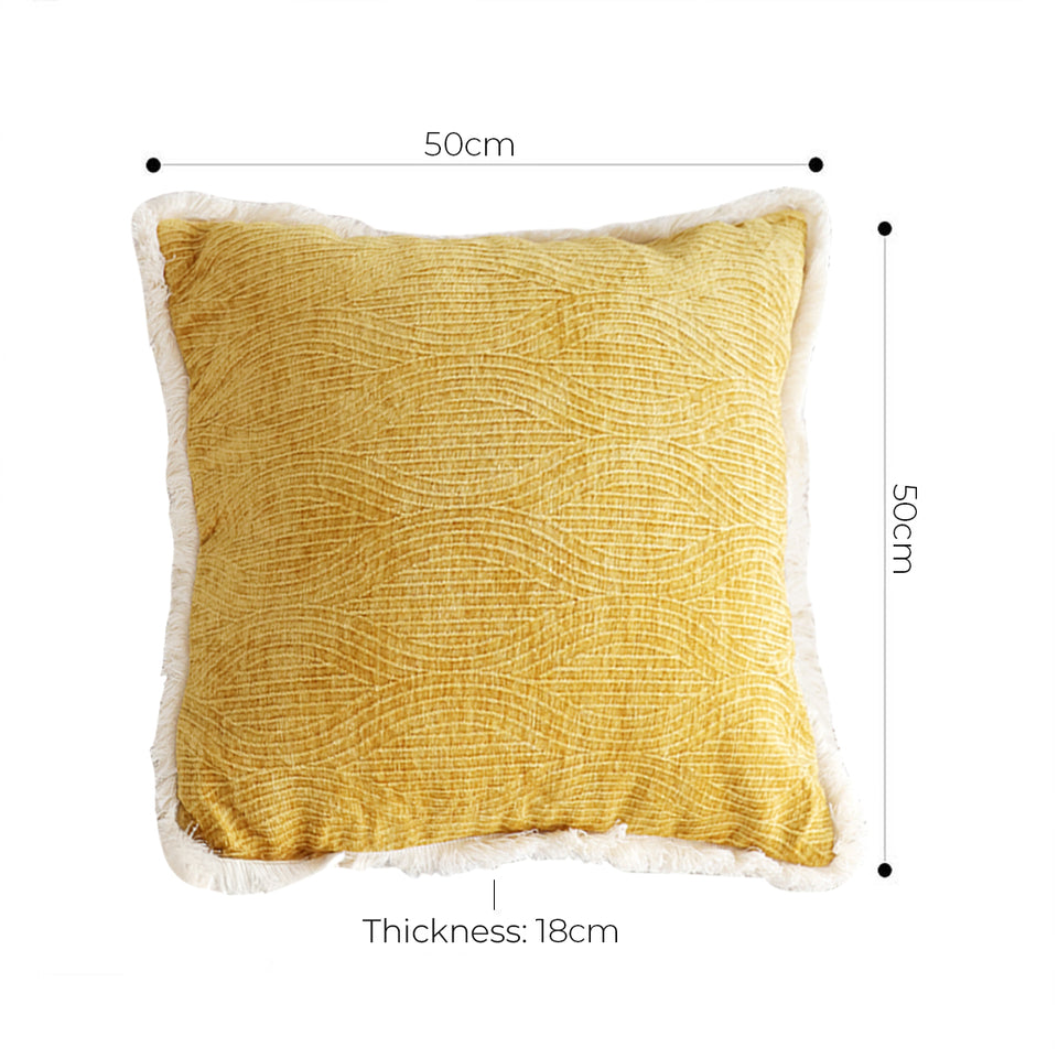 SOGA 2X 50cm Throw Pillow Turmeric Yellow Aesthetic Chenille Texture for Home Decor