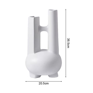 SOGA 2X Ornament Modern Geometric Vase Minimalist Double Tube Abstract Sculpture for Home Décor