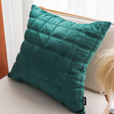 SOGA Quilted Cushion 50cm Emerald Green Grid Pattern Soft Padded Decorative Throw Pillow