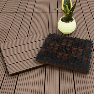 SOGA 2X 11 pcs Light Chocolate DIY Wooden Composite Decking Tiles Garden Outdoor Backyard Flooring Home Decor
