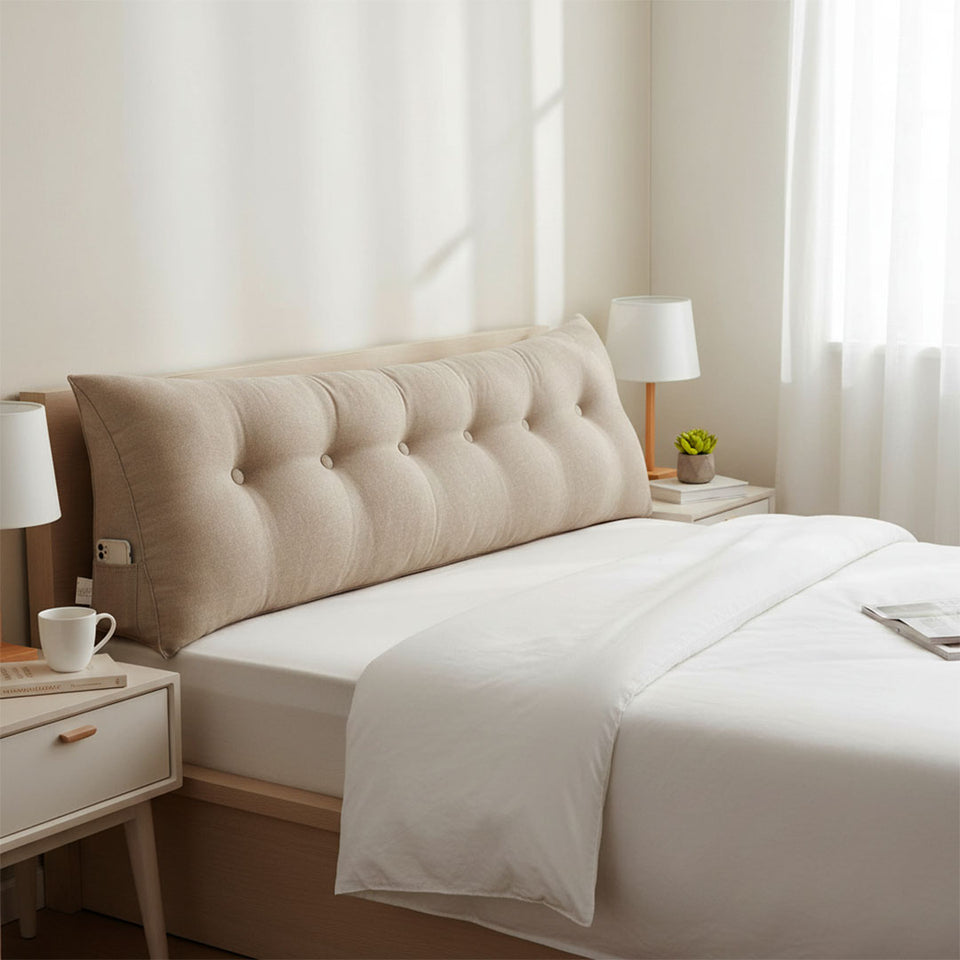 SOGA 4X 180cm Beige Triangular Wedge Bed Pillow Headboard Backrest Bedside Tatami Cushion Home Decor