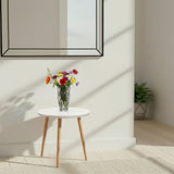 SOGA Home & Living Bundle – White Side Coffee Table & Clear Glass Vase for Modern Home Decor