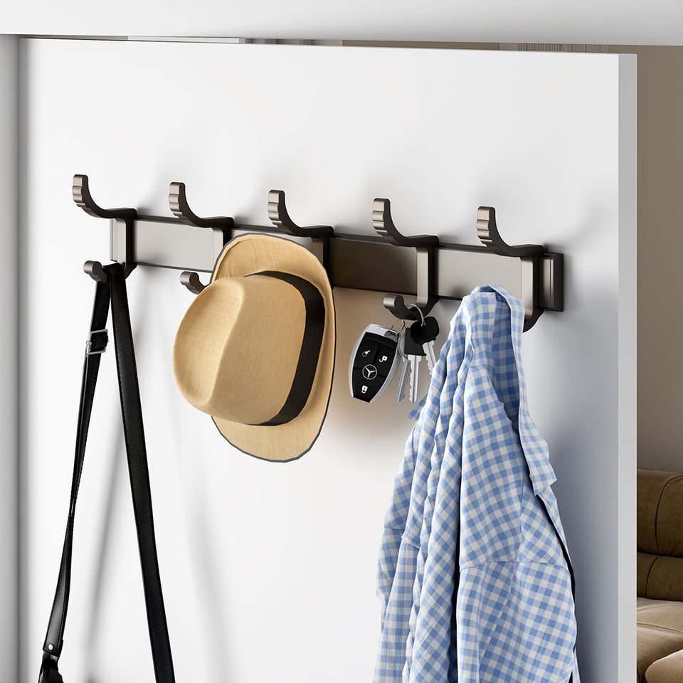 SOGA 2X 37cm Wall Mounted Towel Rack Space-Saving Hanger Organiser with Durable Hooks