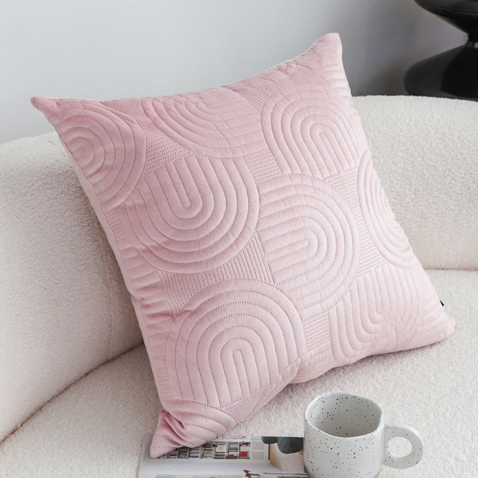 SOGA 2X 50cm Pink Textured Geometric Pattern Decorative Throw Pillow