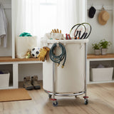 SOGA Stainless Steel Commercial Round Soiled Linen Laundry Trolley Cart with Wheels White
